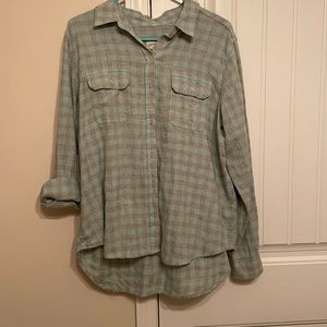 New with tags! Universal thread button down blue and grey long sleeve top